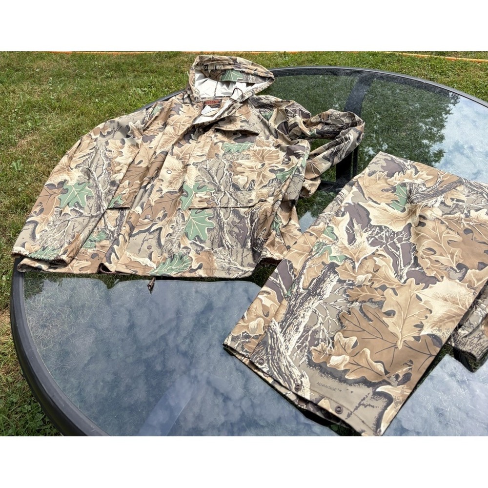 Stearns Dry Wear Advantage Timber Camo Hooded Rain Jacket Men's Large Hunting